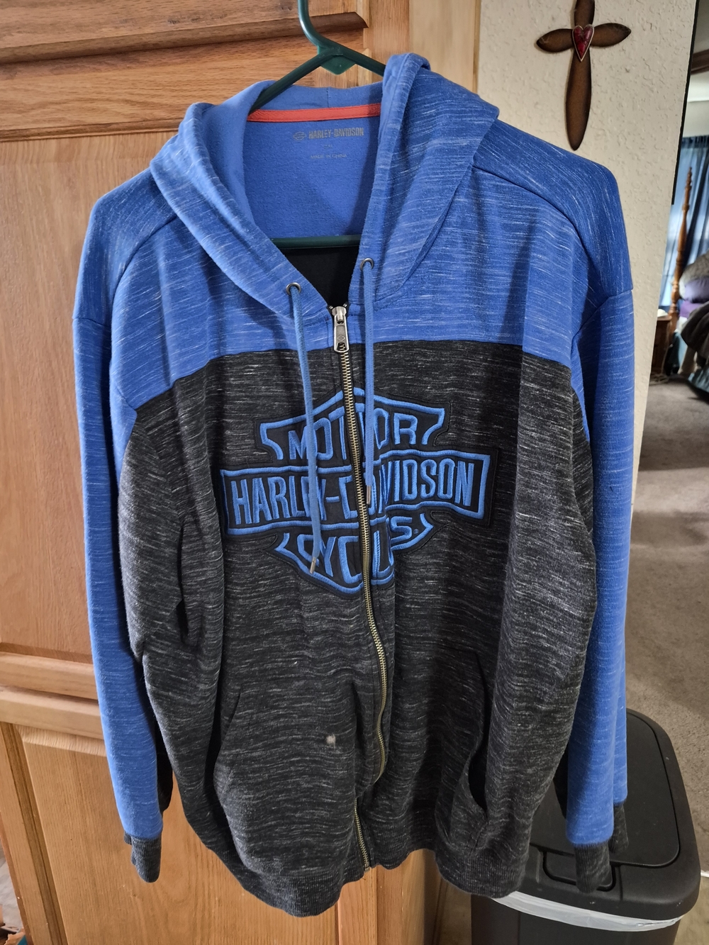 Harley-Davidson Men’s Blue & Charcoal Zip Hoodie